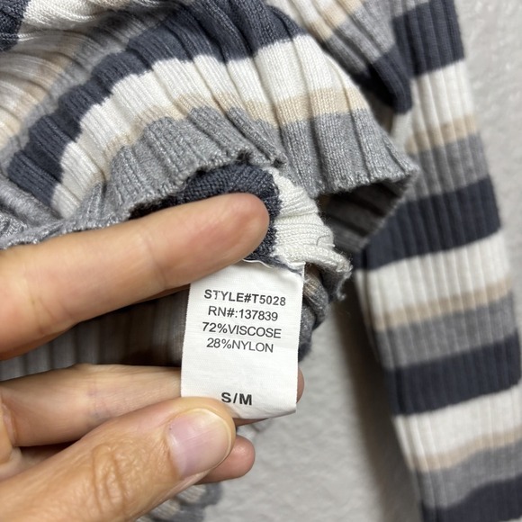 Luna Ivy Cardigan Small Medium S/M Striped Cropped Sweater Button Front V-neck - Picture 5 of 6